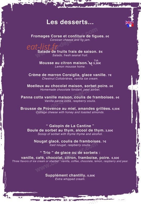 La Cantine — carte page 5