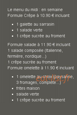 La Crêpe au Carré — carte page 1