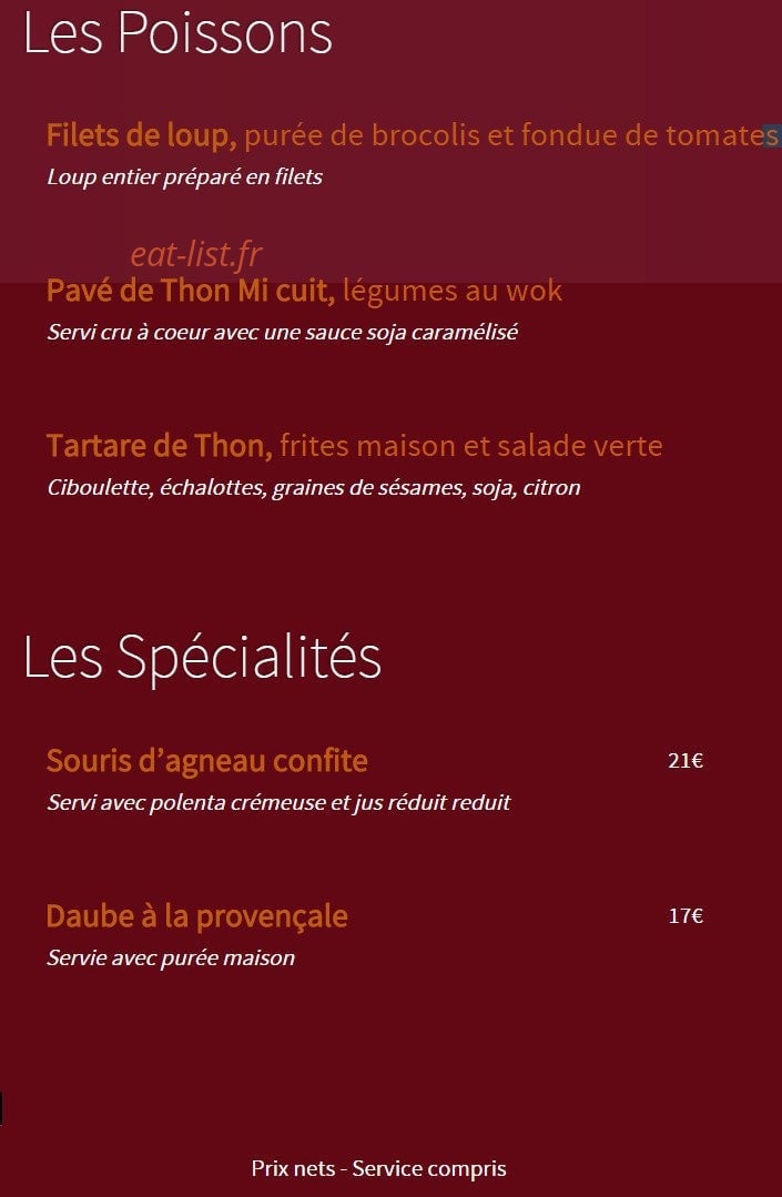Le Bouchon Provençal — carte page 6