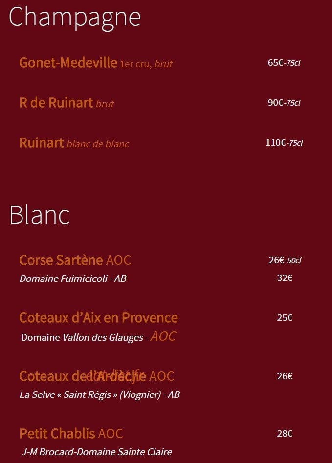 Le Bouchon Provençal — carte page 14