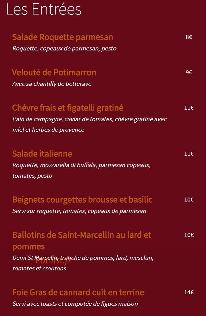Le Bouchon Provençal — carte page 1