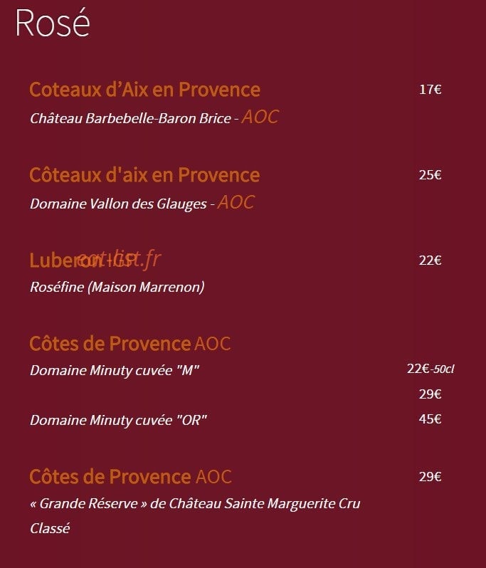 Le Bouchon Provençal — carte page 12