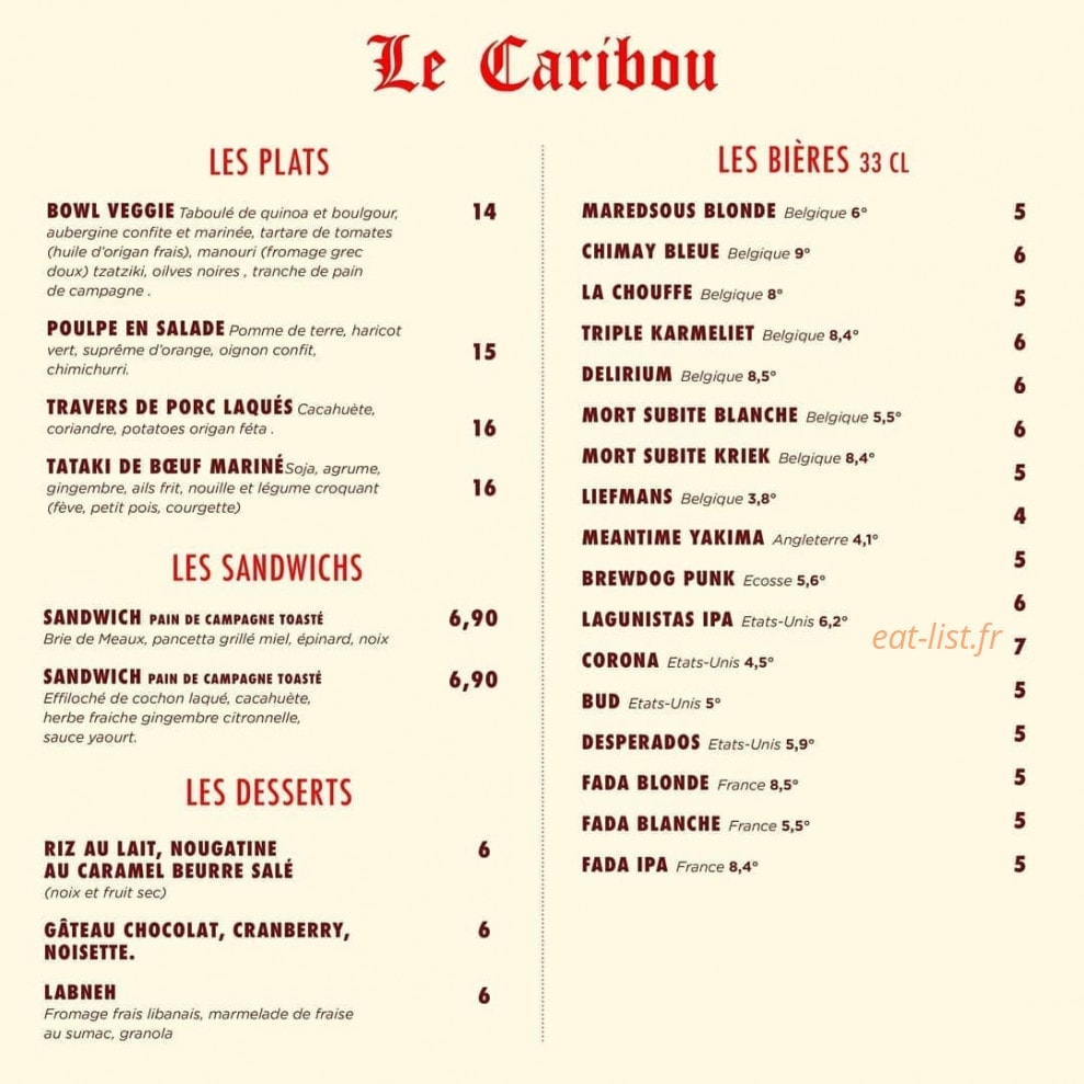 Le Caribou — carte page 1