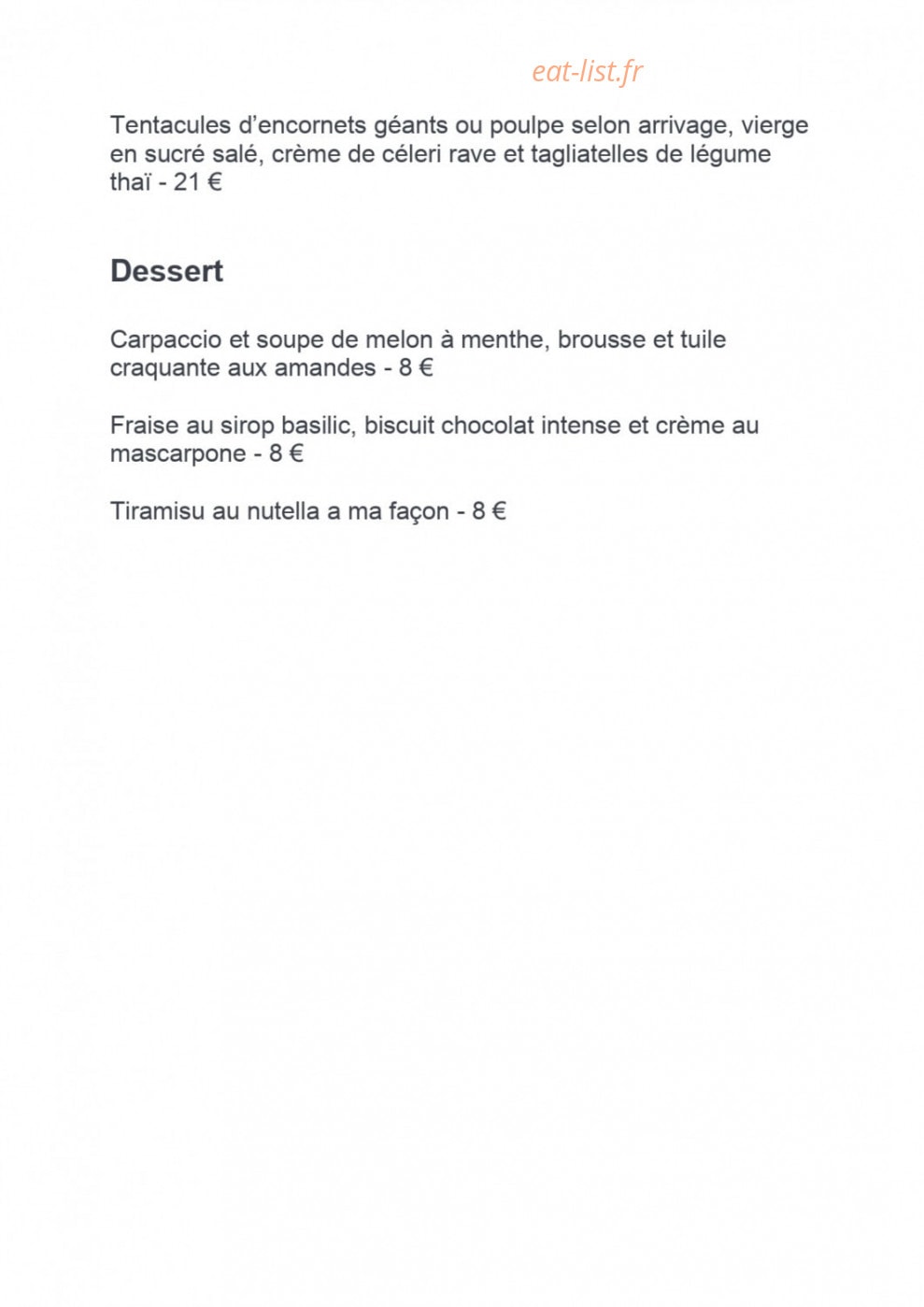 Le Comptoir de Becca — carte page 2