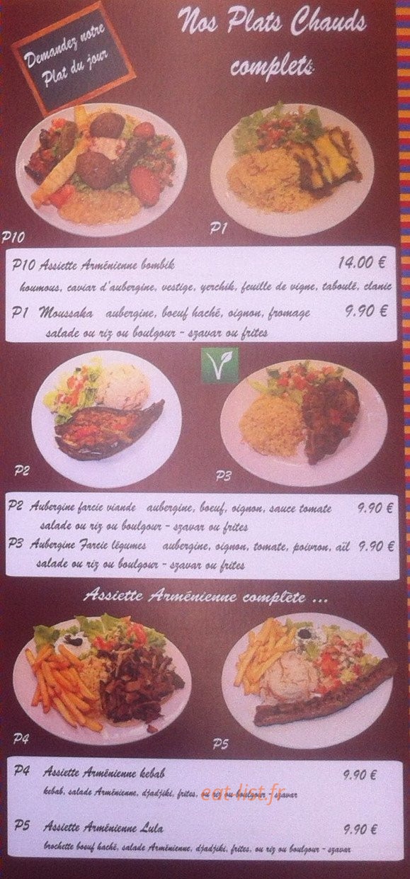 Carte et menu de Le Jardin des Vestiges à Marseille 1 — Plats