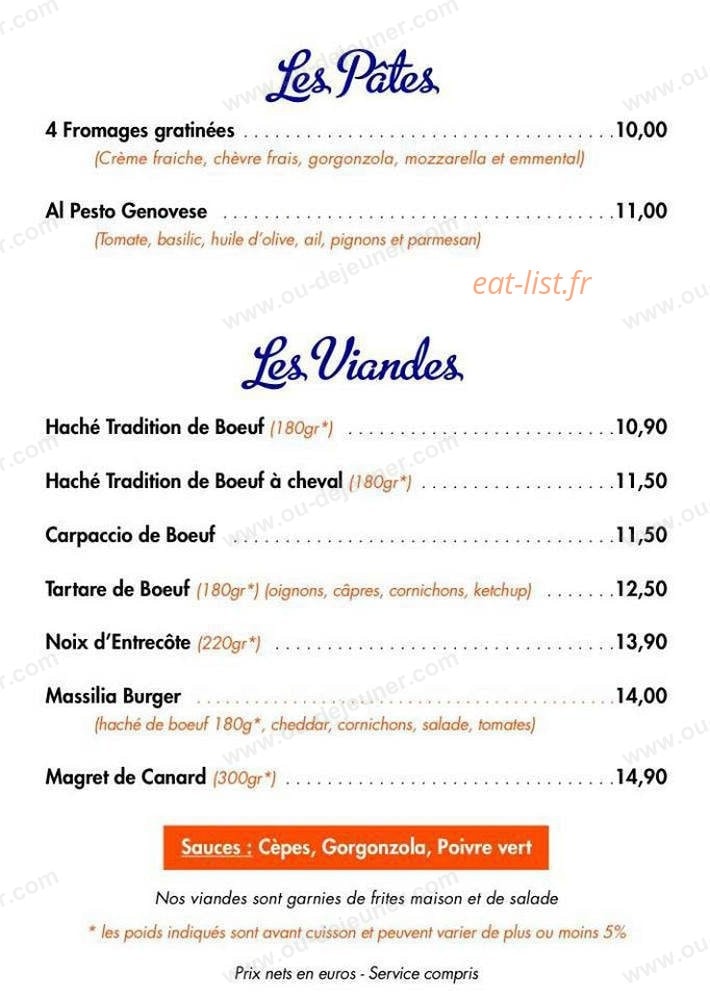 Le Massilia Café — carte page 2