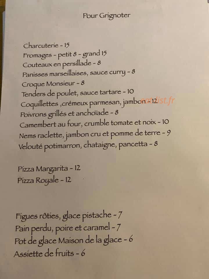 Le Petit Bistrot — carte page 1