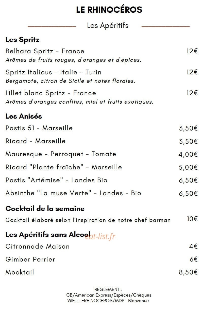 Le Rhinocéros — carte page 15