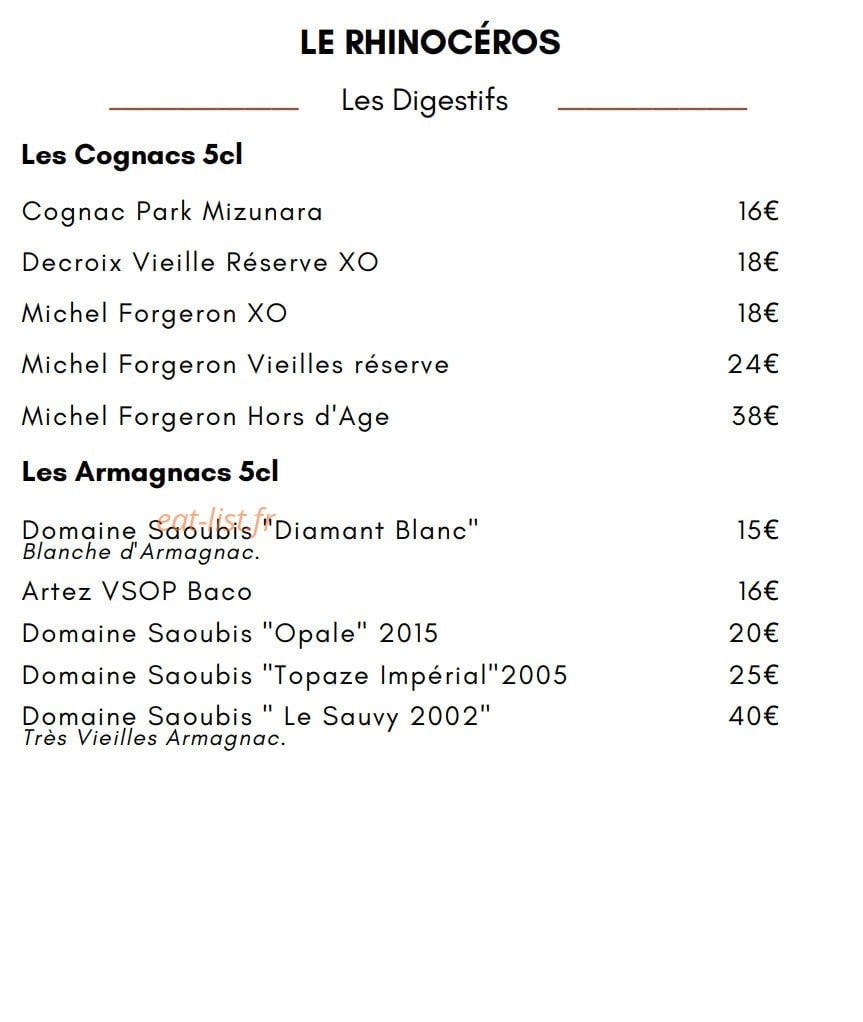 Le Rhinocéros — carte page 19