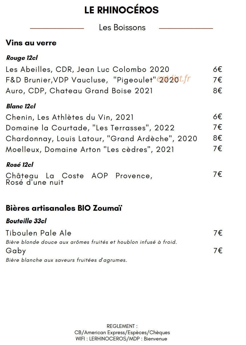 Le Rhinocéros — carte page 14