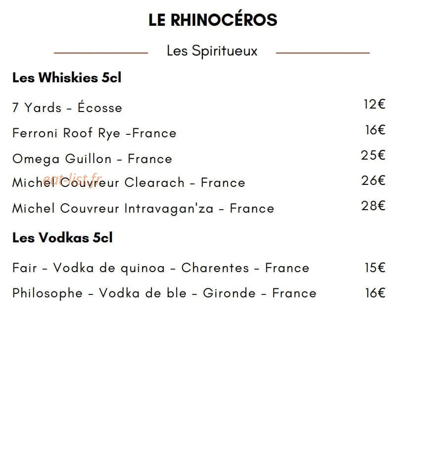 Le Rhinocéros — carte page 18