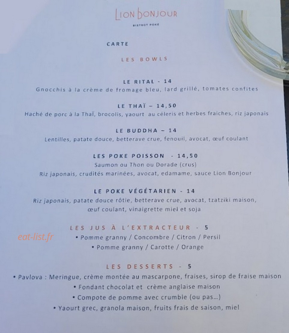 Lion Bonjour — carte page 1