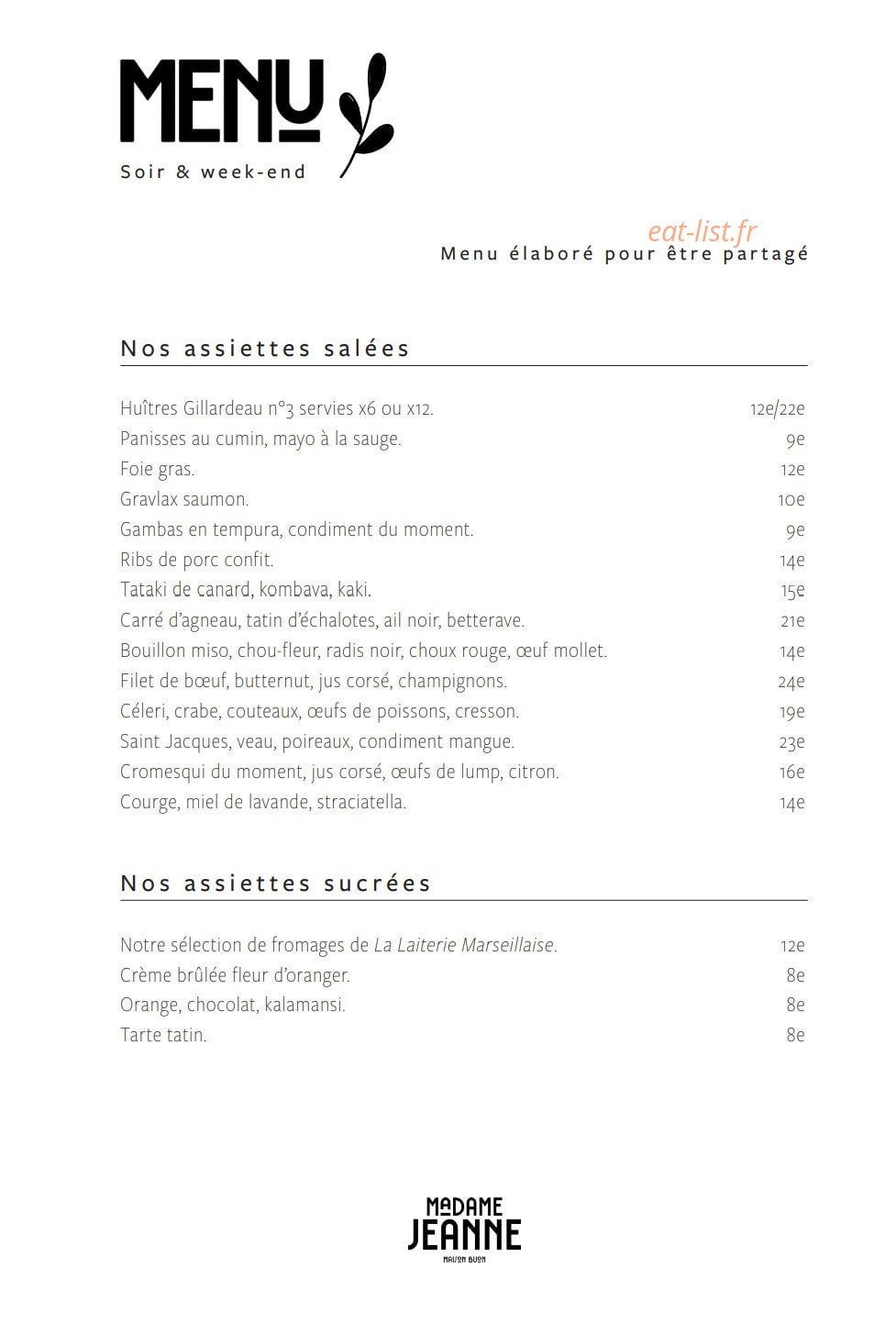 Madame Jeanne — carte page 2