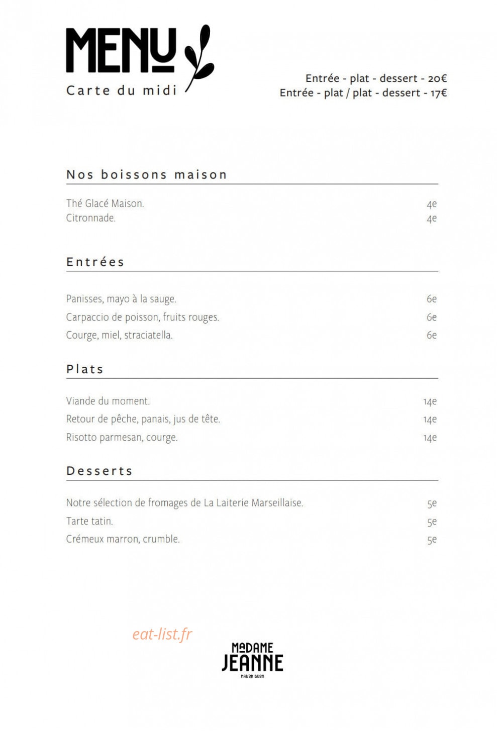 Madame Jeanne — carte page 1