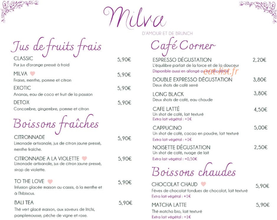 Milva Brunch — carte page 3
