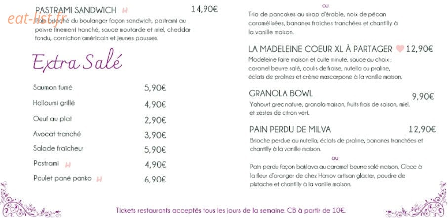 Milva Brunch — carte page 2