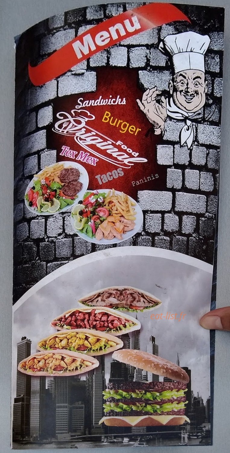 Original Food — carte page 1