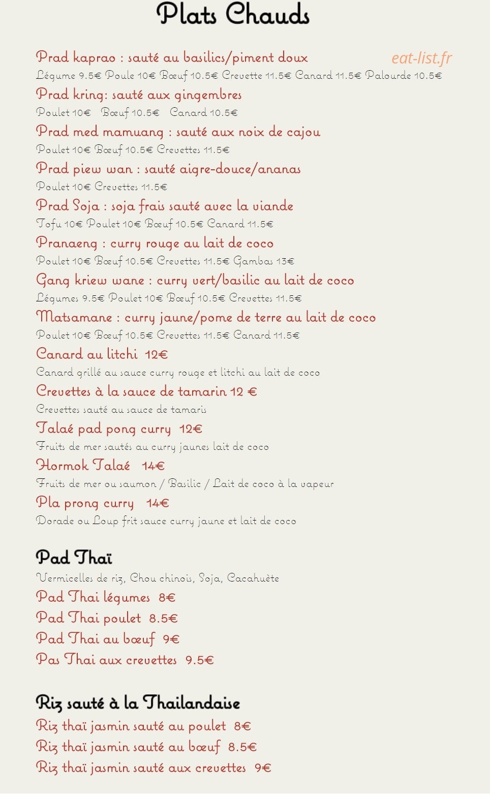 Piment Thai — carte page 3