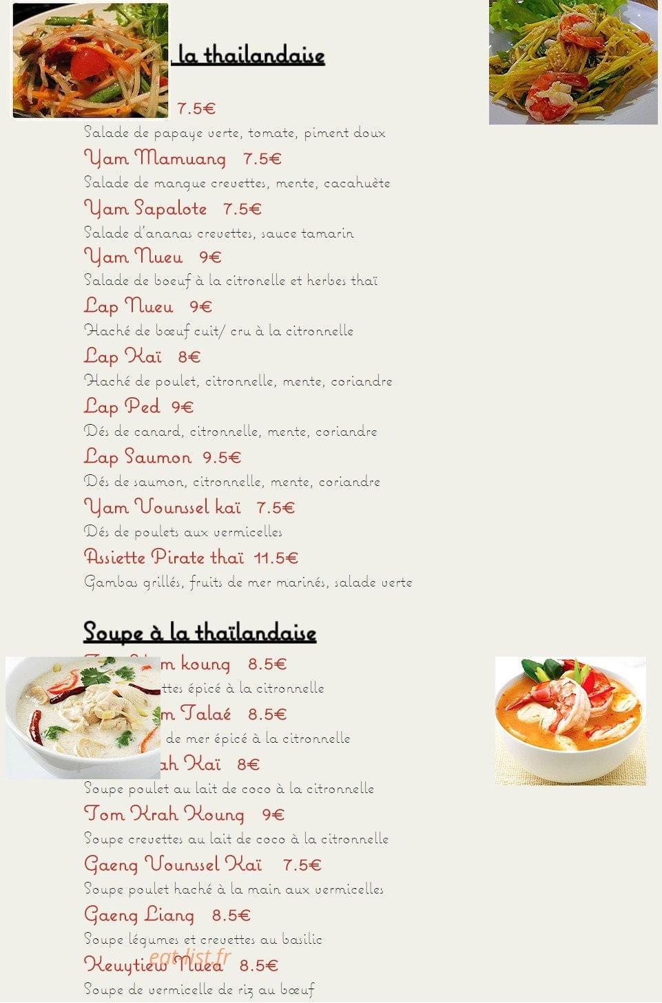 Piment Thai — carte page 2