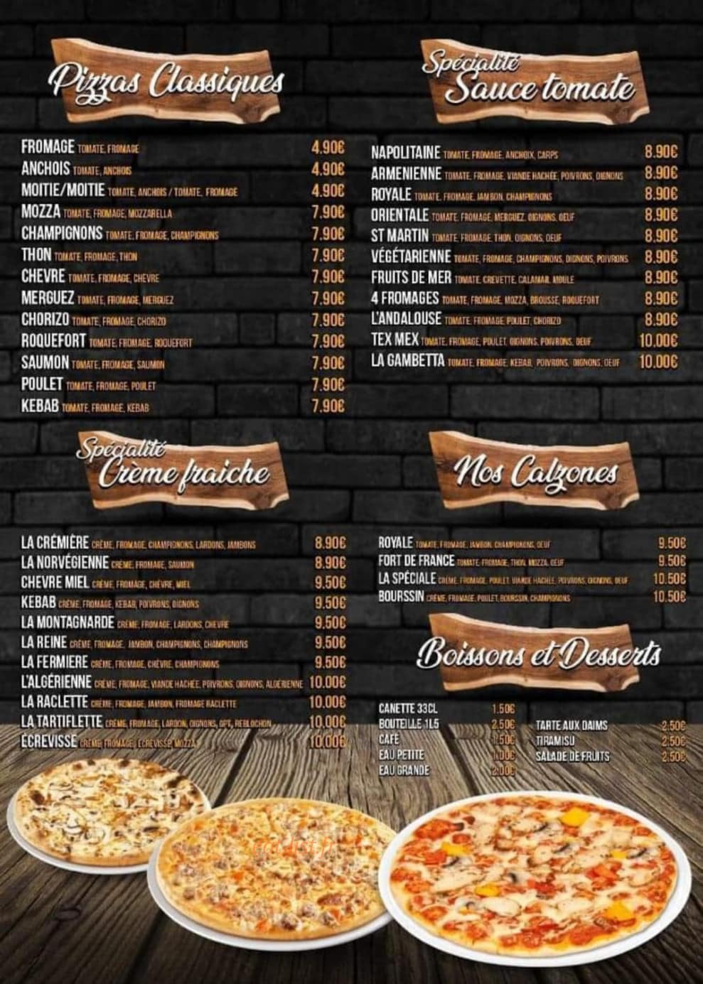 Pizza Gambetta — carte page 2