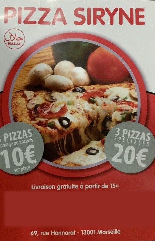 Pizza Siryne — carte page 1