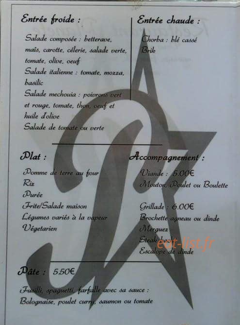 Restaurant Planète — carte page 2