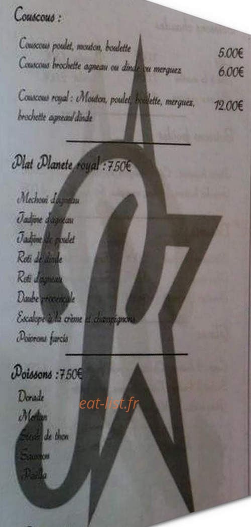 Restaurant Planète — carte page 3