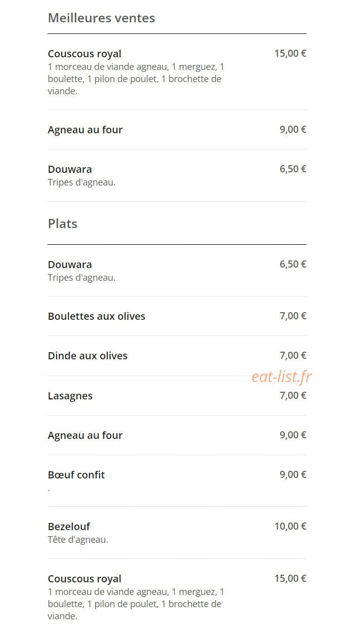 Restaurant Tella — carte page 2
