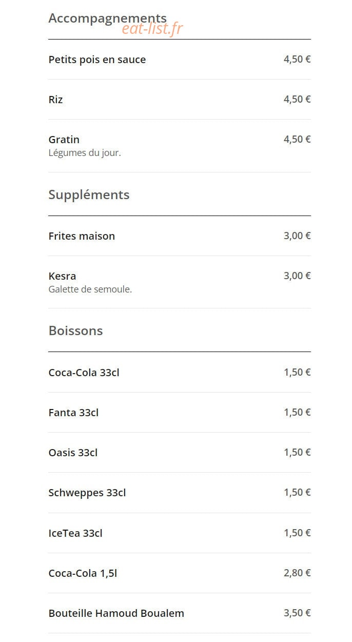 Restaurant Tella — carte page 1