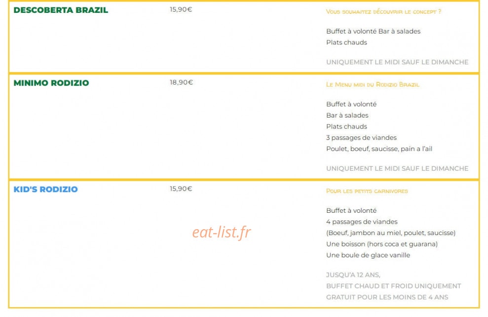 Rodizio Brazil — carte page 2