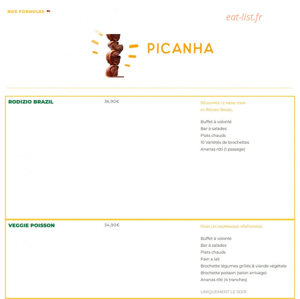 Rodizio Brazil — carte page 1