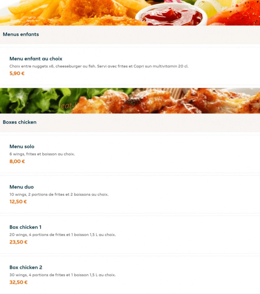 Royal Food — carte page 2
