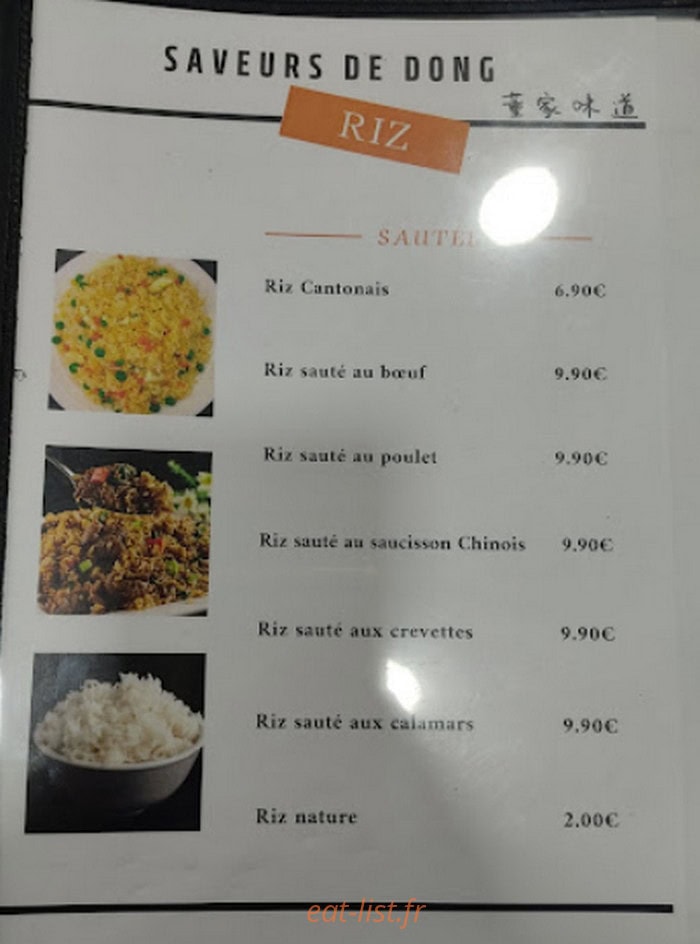 Saveurs de Dong — carte page 4
