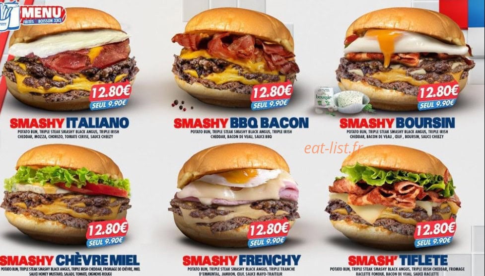 Smashy Burger — carte page 1