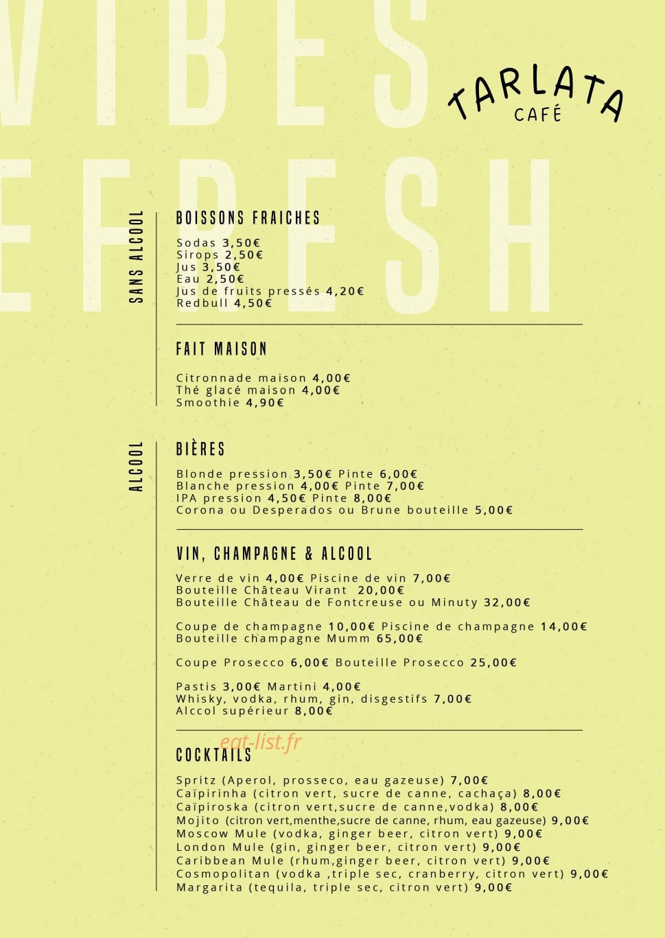 Tarlata Café — carte page 2