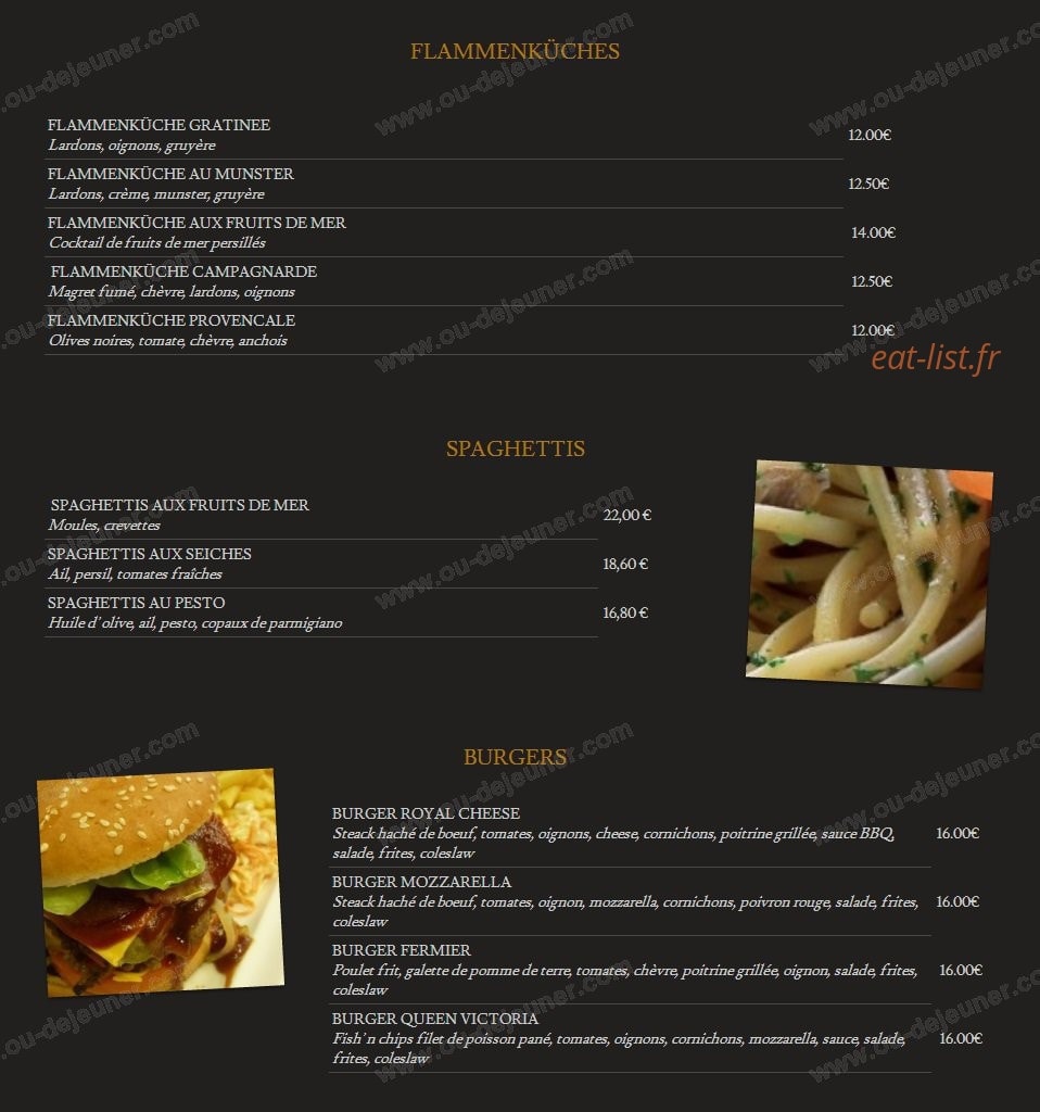 The Queen Victoria — carte page 2