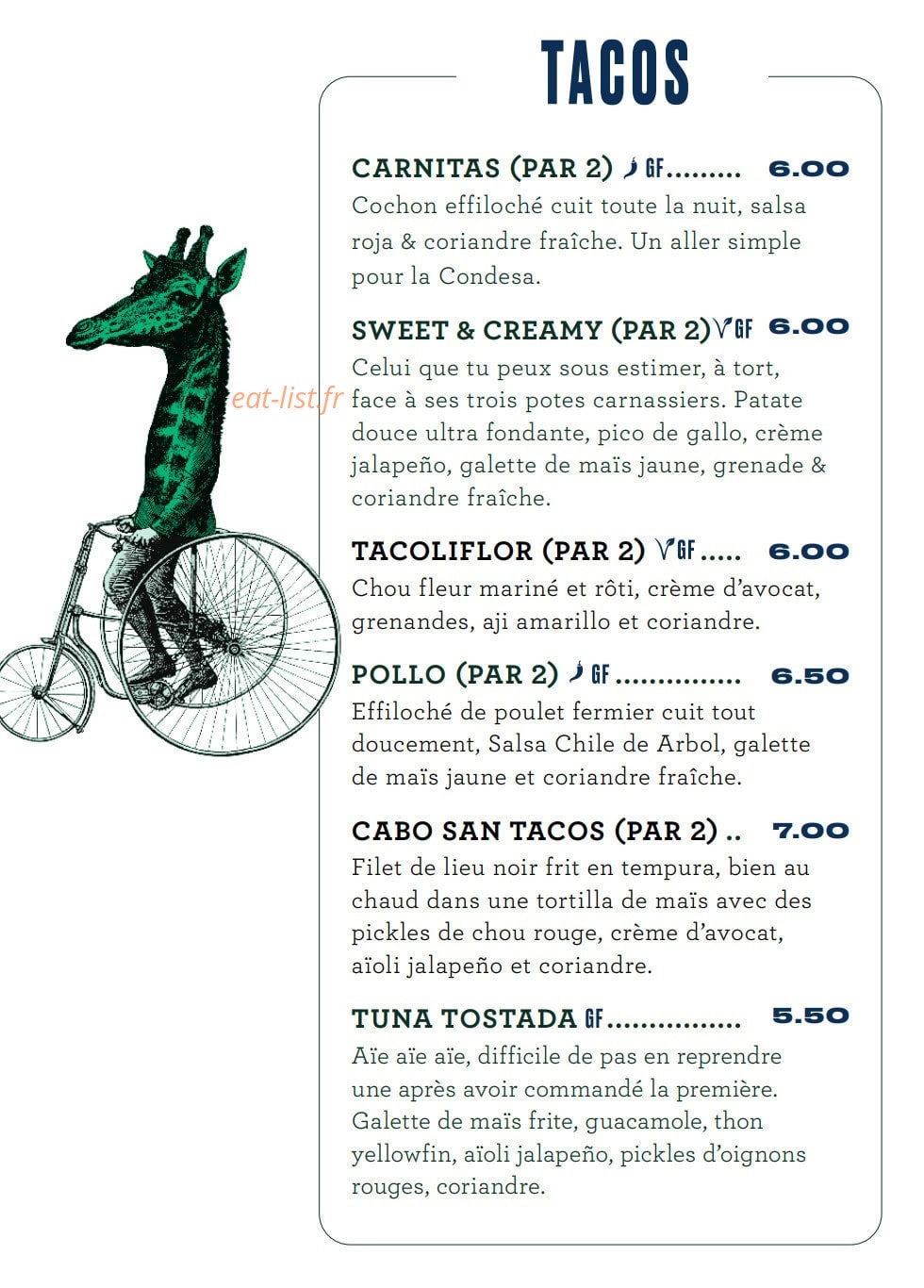 Tigermilk — carte page 2