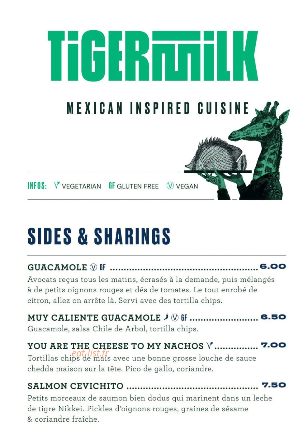 Tigermilk — carte page 1