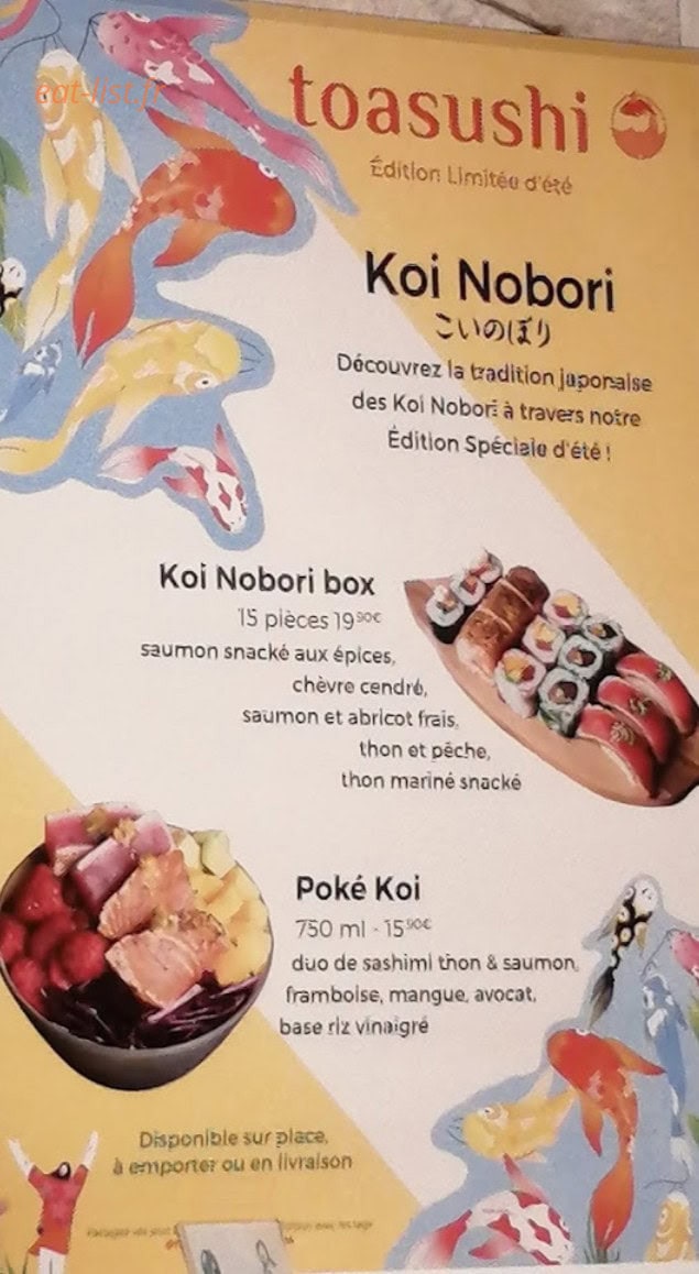 Toasushi — carte page 1