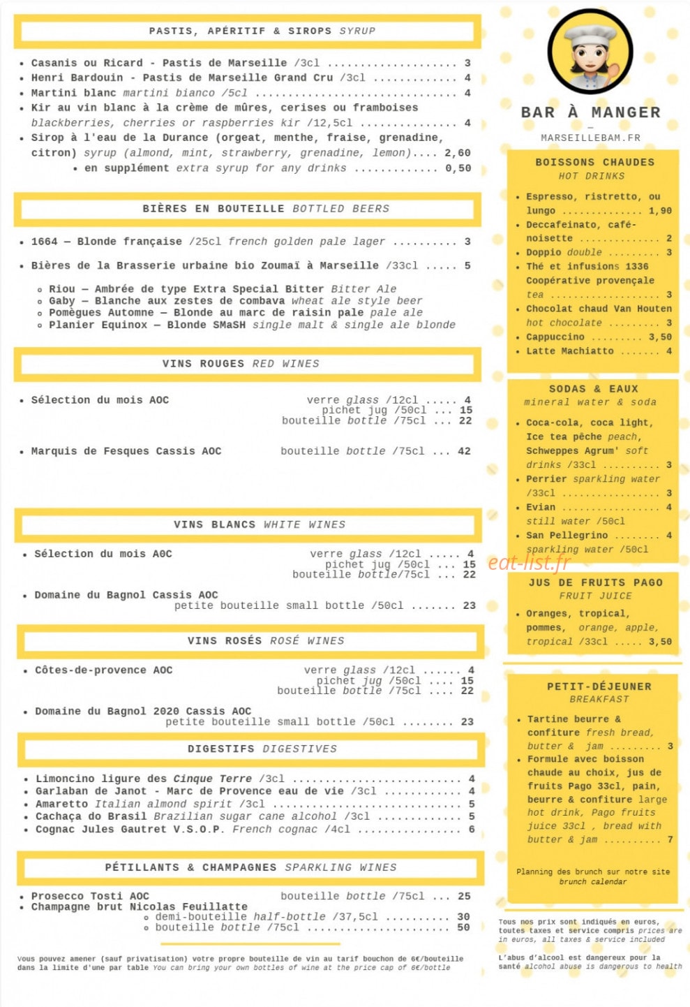 Bar à Manger — carte page 3