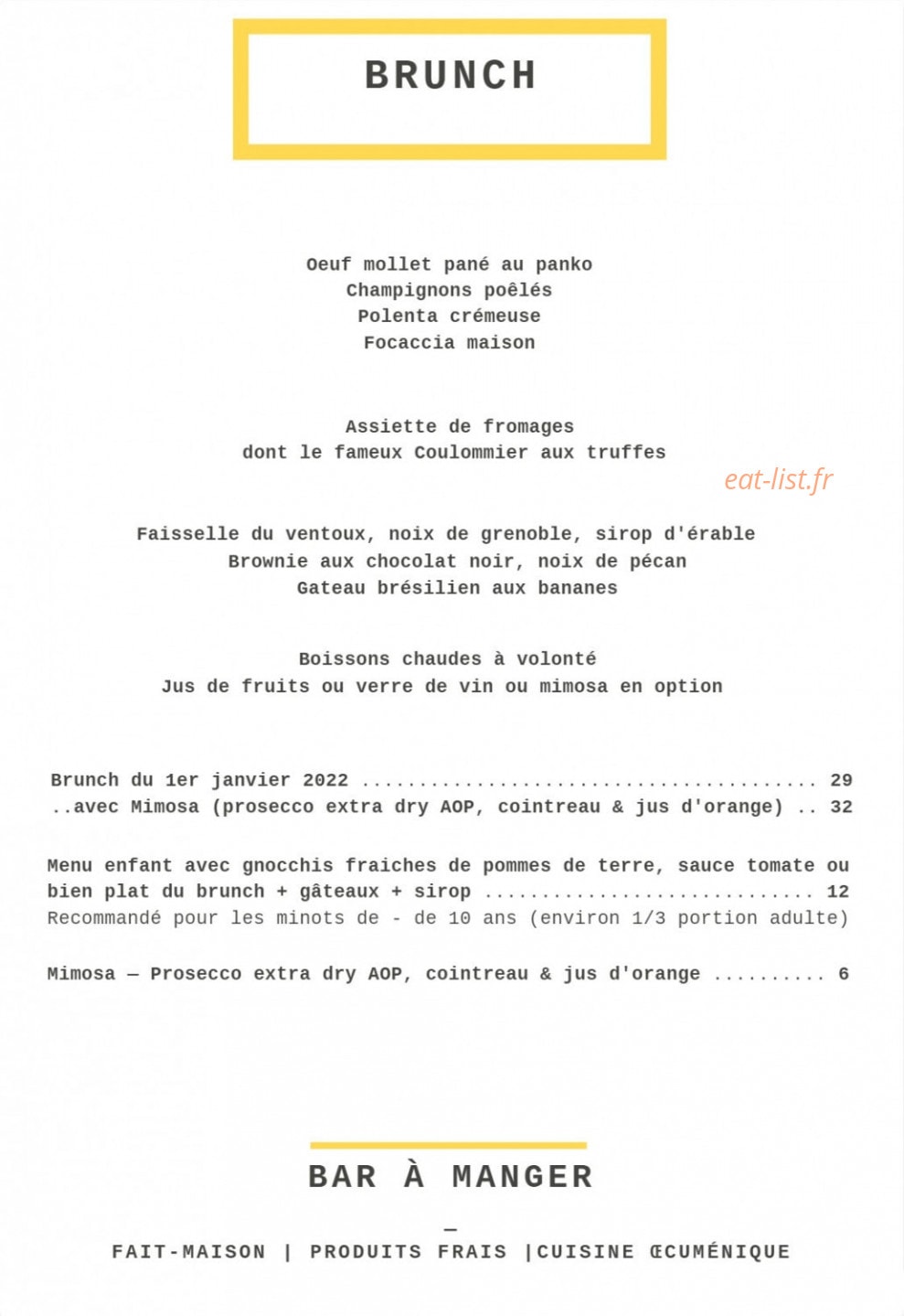 Bar à Manger — carte page 2