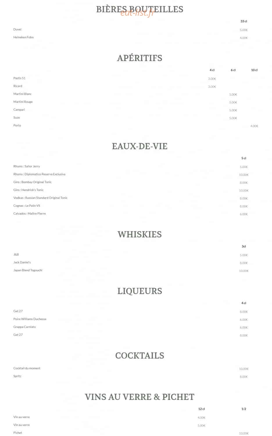 Bistrot Mimi — carte page 3