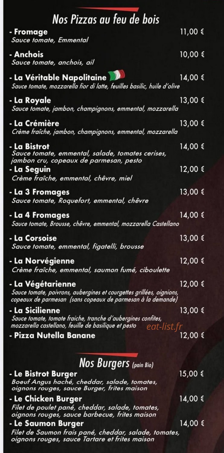 Bistrot Pernod — carte page 1