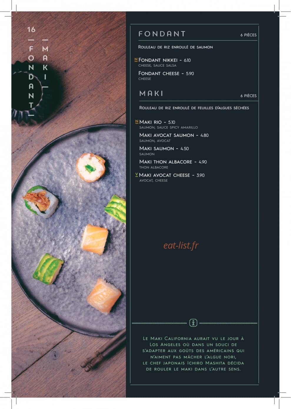 Côté Sushi — carte page 13