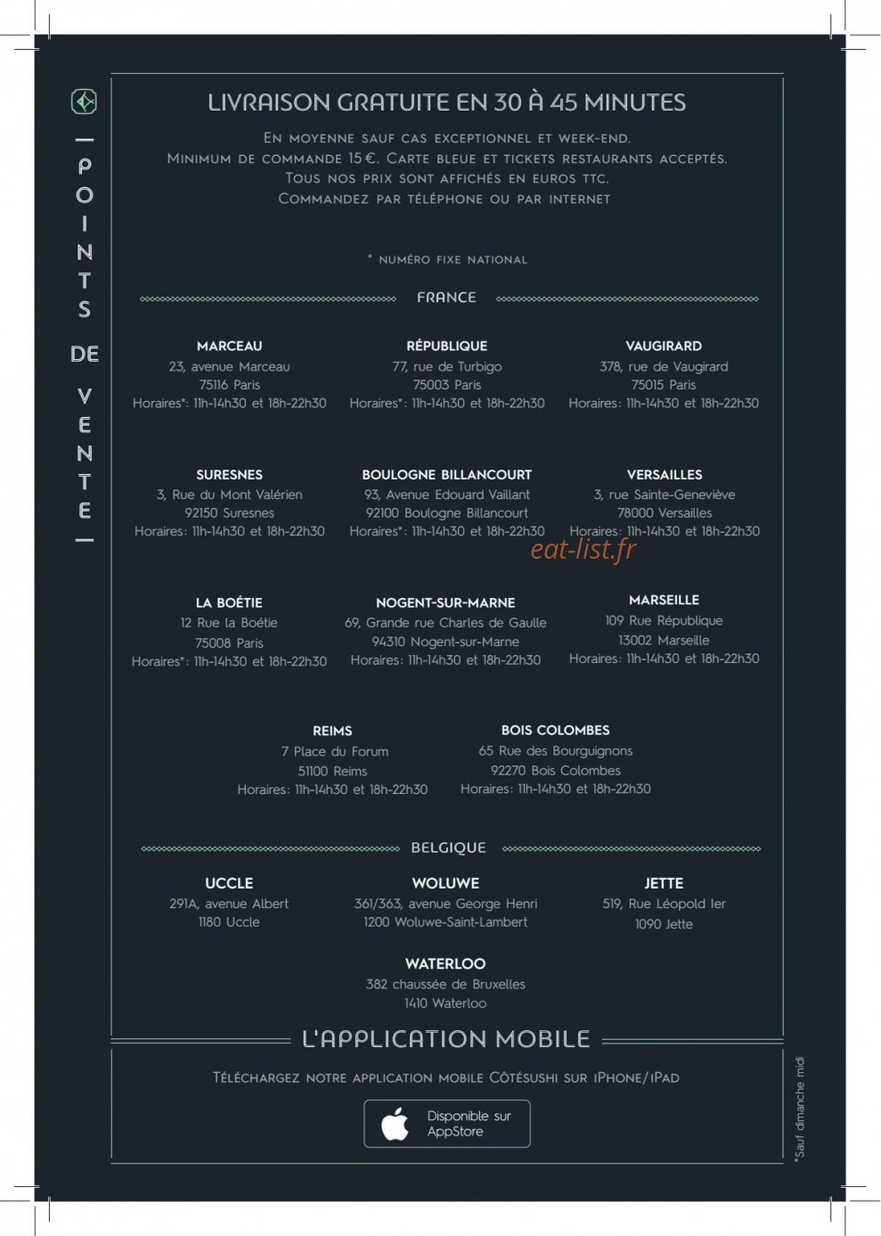 Côté Sushi — carte page 2