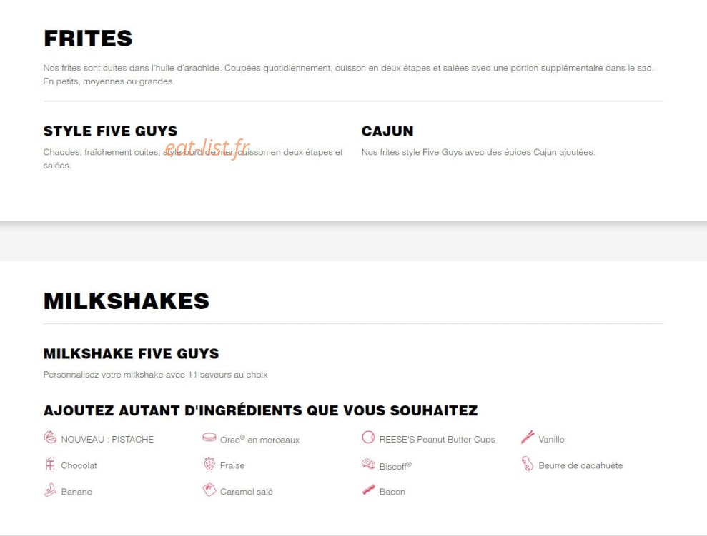 Five Guys — carte page 3