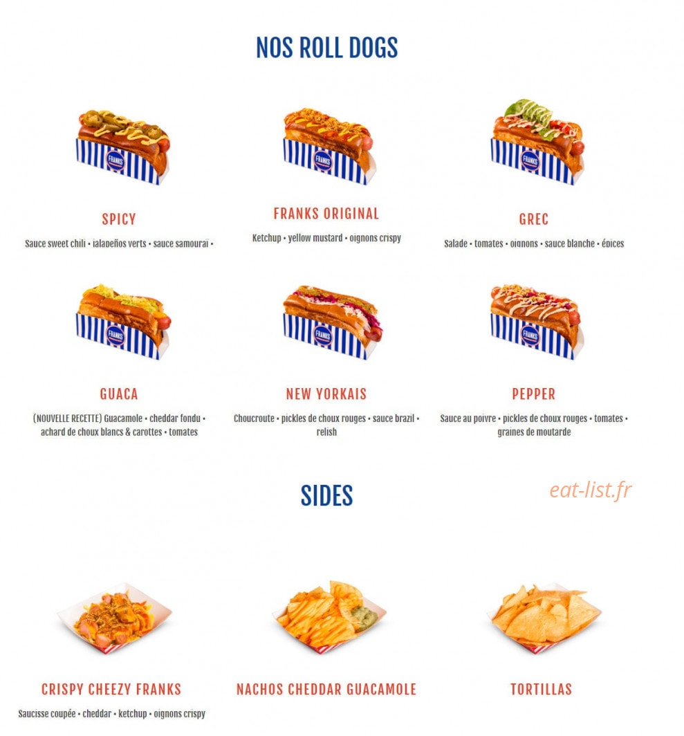 Franks Hot Dog — carte page 2