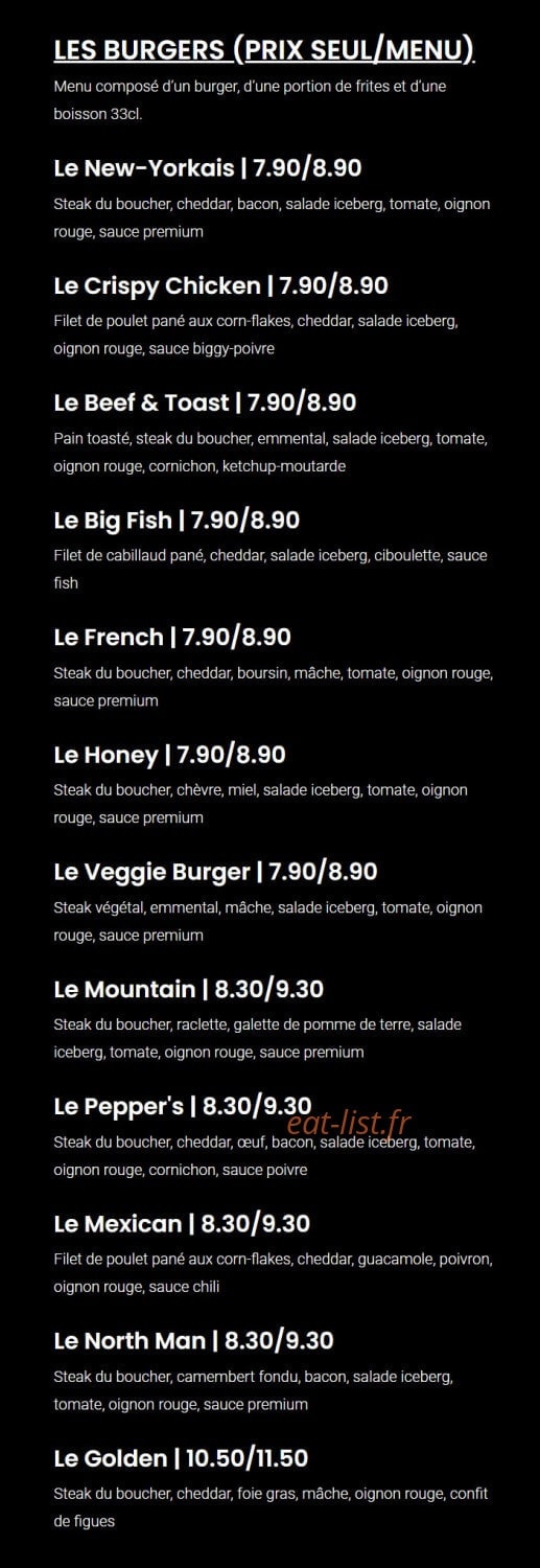 French burger — carte page 1