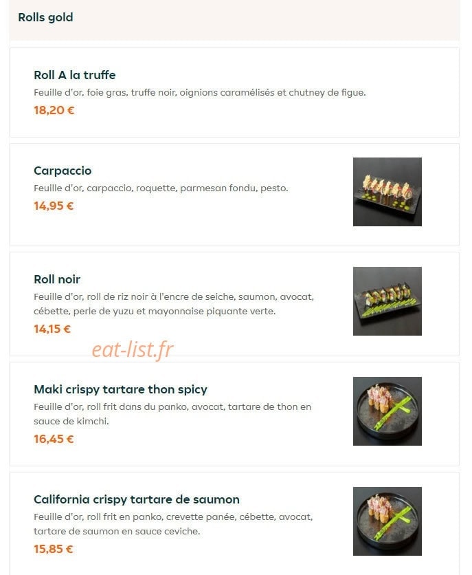 Gold Sushi — carte page 12