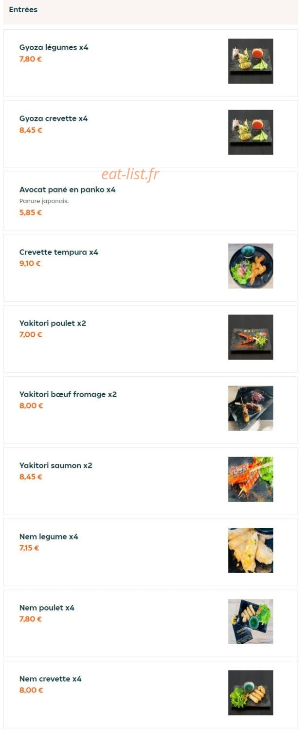 Gold Sushi — carte page 1